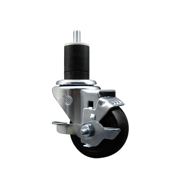 3'' Hard Rubber Swivel 1-3/4'' Expanding Stem Caster with Brake